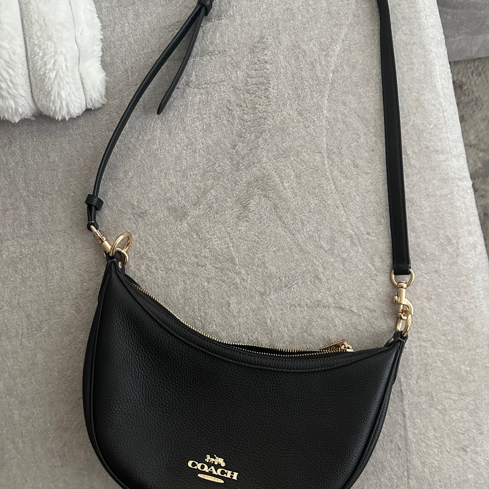 Coach Black Leather Crescent Shoulder Bag